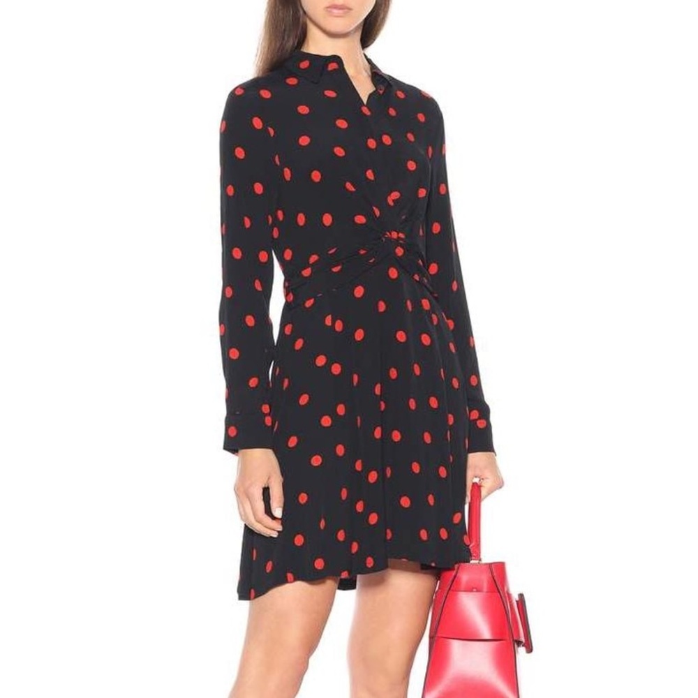 GANNI Barra Crepe Twist Polka Dot Dress - Picture 4 of 7